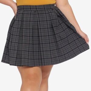 Black & Grey Plaid Suspender Skirt